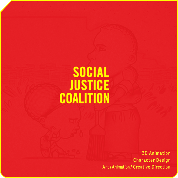 Social Justice Coalition home page portfolio menu tile in yellow.