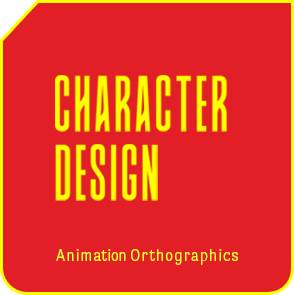 Character Design home page portfolio menu tile in yellow.